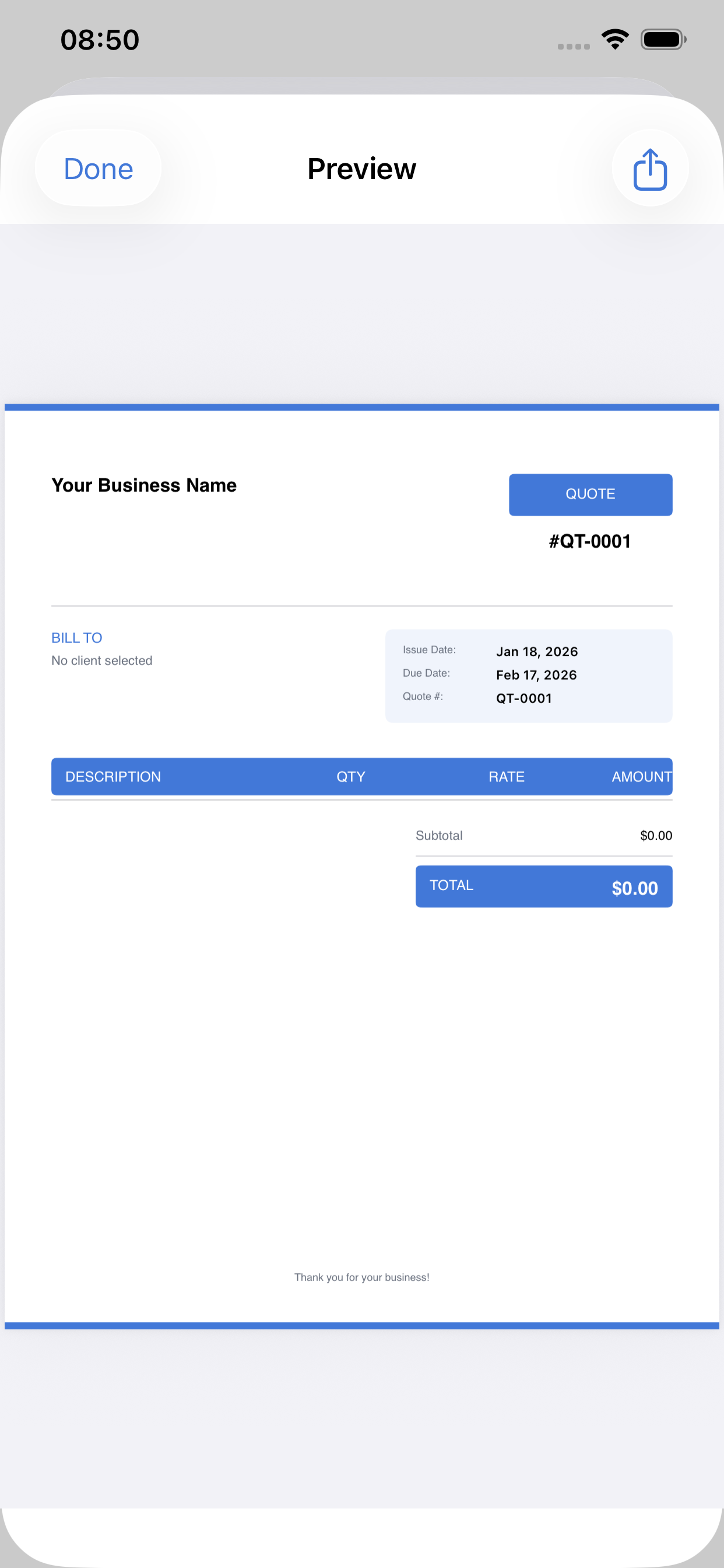 BillSwift PDF Preview